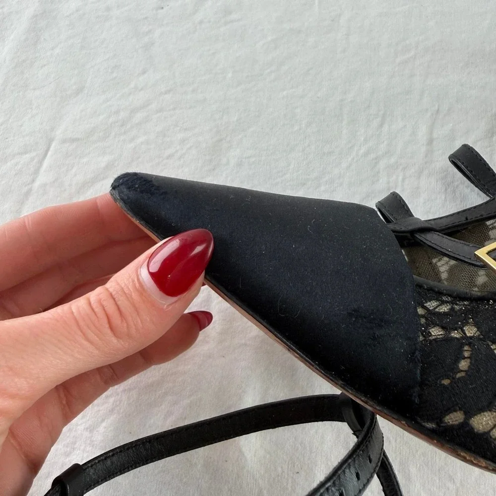 Tory Burch Sutton 100mm Pump Camellia Lace Strappy Womens 10M